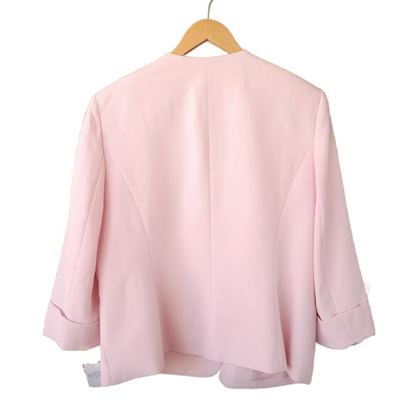NEW Kasper Pastel Pink Collarless 3/4 Sleeve Open Front Jacket 18 Blazer Spring - Picture 9 of 10